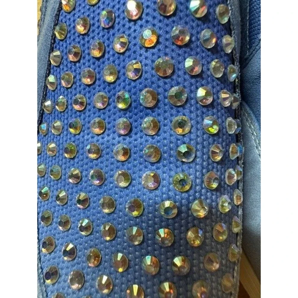 Kenneth Cole Reaction Platform Sneaker Womens 8.5 Blue Suede Rhinestone  NWOT